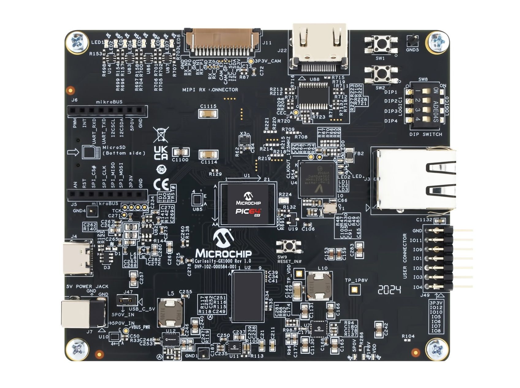 Microchip CURIOSITY-PIC64GX1000-KIT Microprocessor Development Tool CURIOSITY-PIC64GX1000-KIT