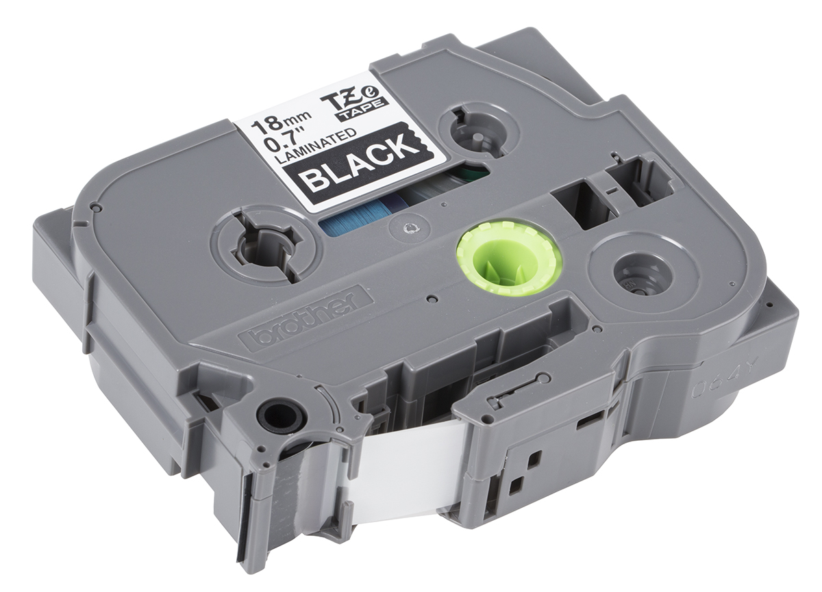 Brother White on Black Label Printer Tape, 8 m Length, 18 mm Width
