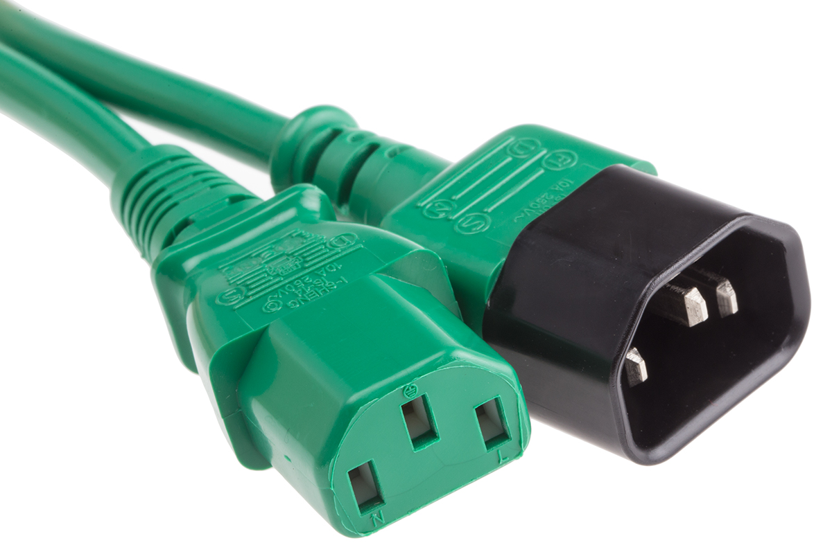 RS PRO Straight IEC C13 Socket to Straight IEC C14 Plug Power Cord, 3m