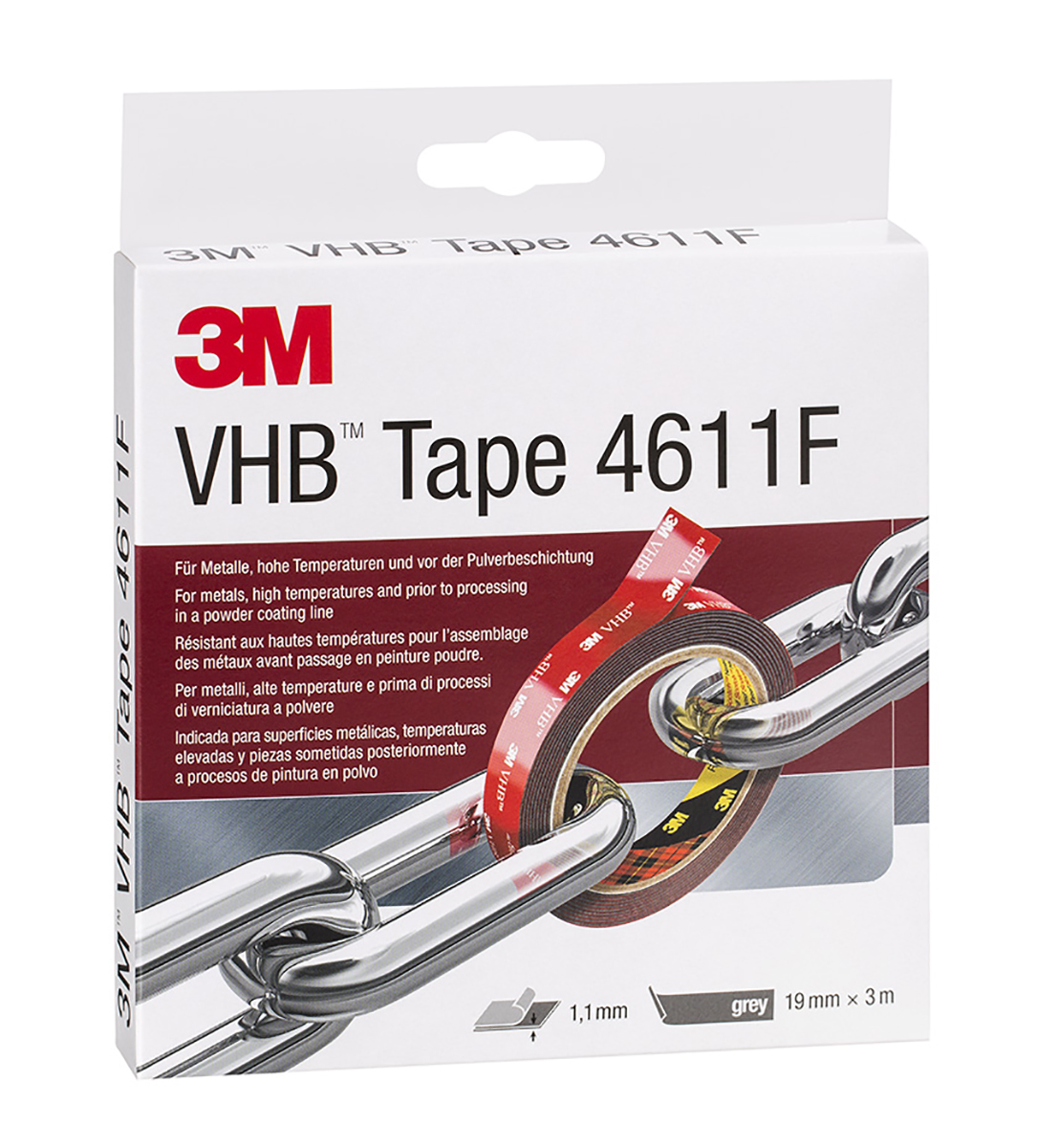 3M 4611F, VHB™ Grey Foam Tape, 19.0mm x 3.0m, 1.10mm Thick