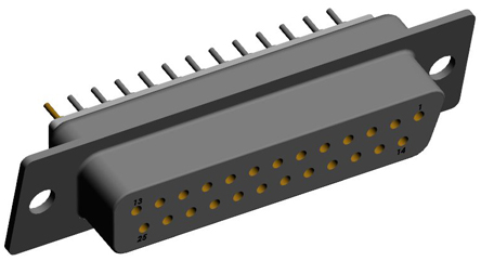 Norcomp SEAL-D 25 Way Through Hole D-sub Connector Socket, 2.769mm Pitch