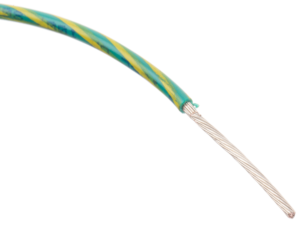 Alpha Wire Hook-up Wire PVC Series Green/Yellow 0.82 mm² Hook Up Wire, 18 AWG, 16/0.25 mm, 30m, PVC Insulation, 3055
