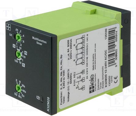 Tele K3ZM20 Series Plug In Timer Relay, 12 → 240V ac/dc, 2-Contact, 1 s → 100h, DPDT