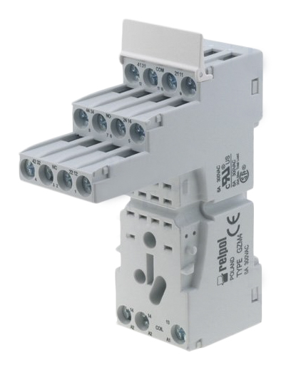 Relpol 14 Pin 300V ac DIN Rail Relay Socket, for use with R4N Relay