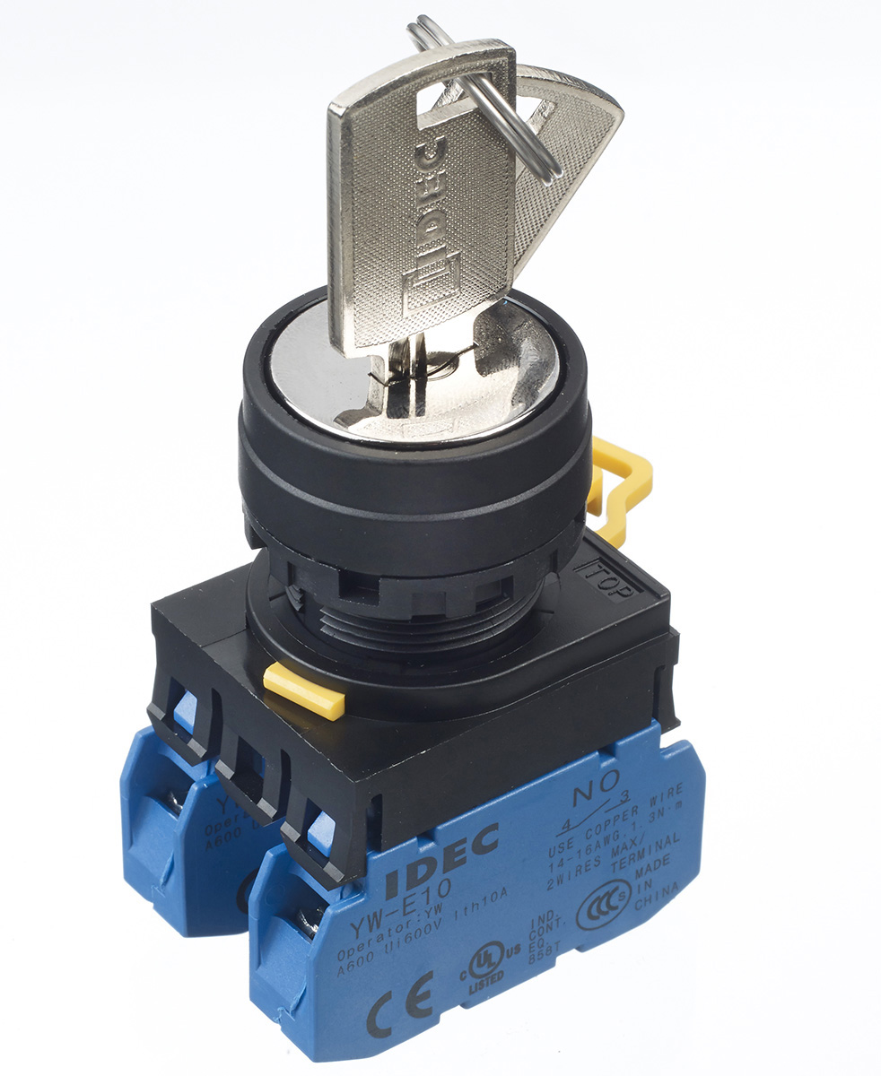 Idec IP65 Key Switch, DPST 3-Way