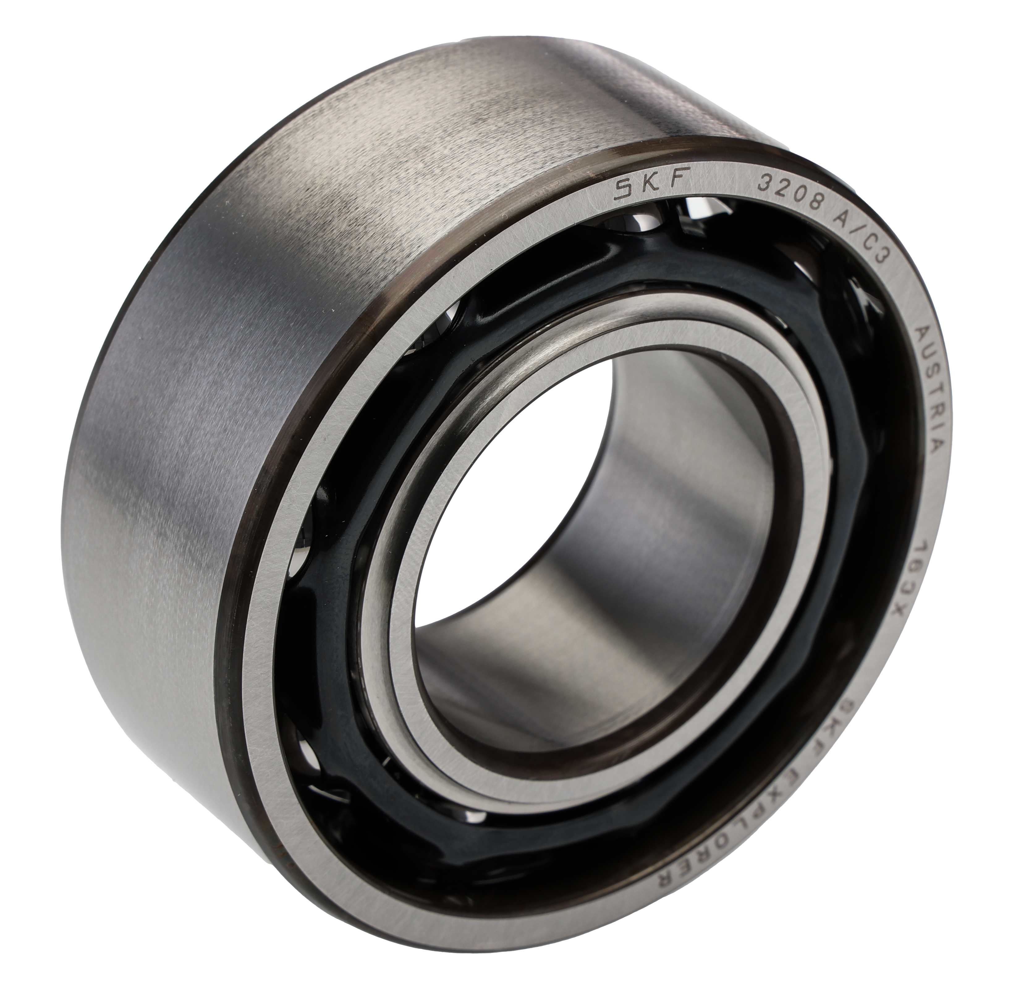 SKF 3208 A/C3 2 Row Angular Contact Ball Bearing - 40 mm ID, 80 mm OD 30.2 mm Race Width