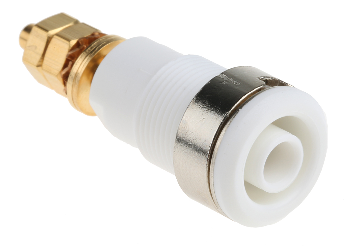 Staubli White Female Banana Socket, 4 mm Connector, Solder Termination, 32A, 1000V, Gold Plating