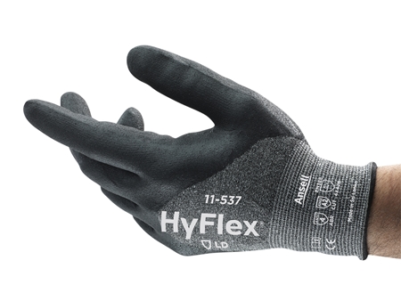 Ansell HyFlex 11-537 Black Fibreglass, High Performance Polyethylene, Nylon, Spandex (Liner) Work Gloves, Size 11,