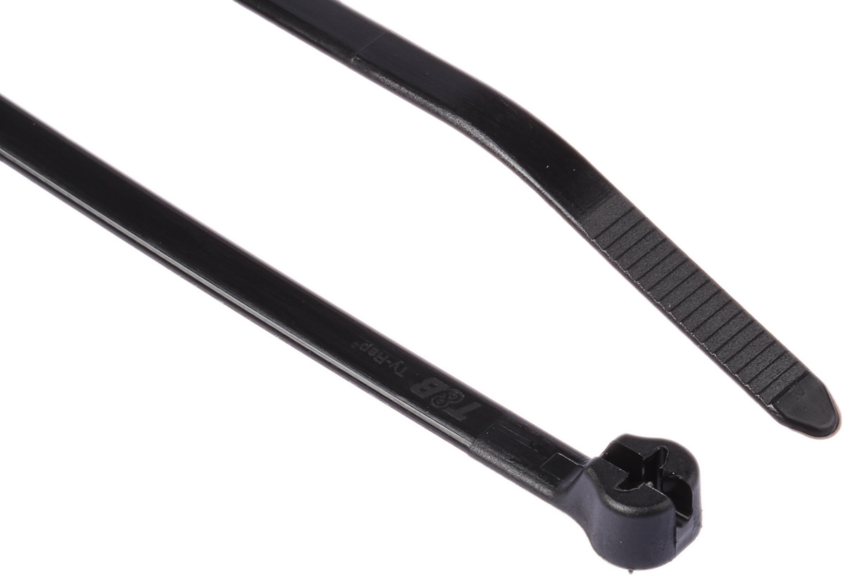 Thomas & Betts Cable Ties, Weather Resistant, 185.67mm x 4.83 mm, Black Nylon, Pk-100