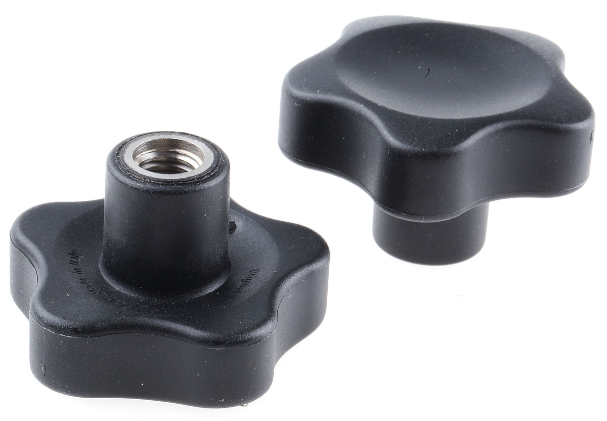 Elesa 166476 Black Multiple Lobes Clamping Knob, M10, Threaded Hole