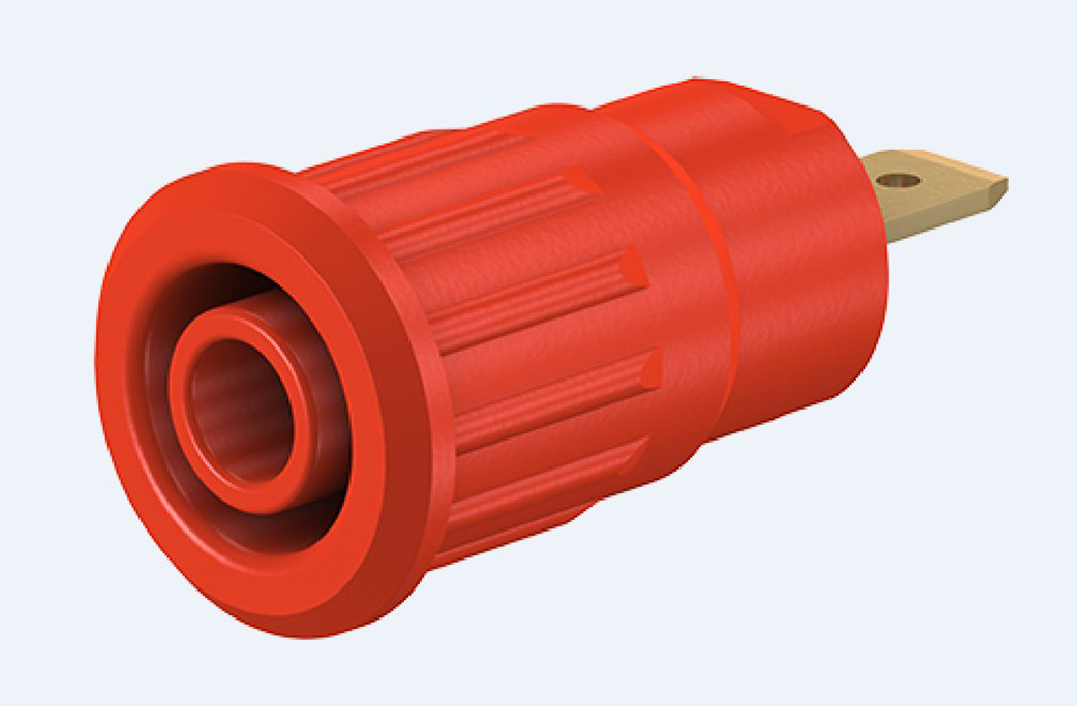 Staubli Red Female Banana Socket, 4 mm Connector, Press Fit Termination, 24A, 1000V, Gold Plating