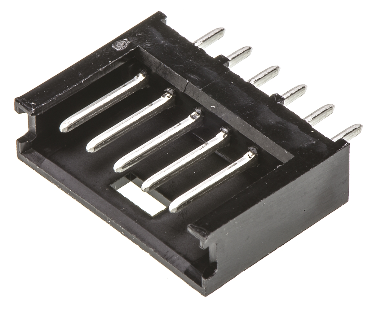 TE Connectivity AMPMODU MOD II Series Straight Through Hole PCB Header, 6 Contact(s), 2.54 mm Pitch, 1 Row, Shrouded