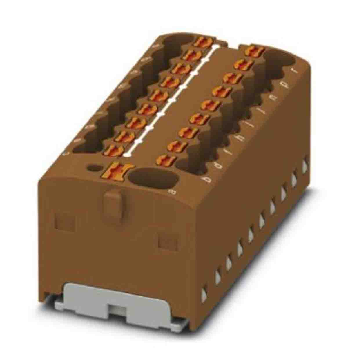 Phoenix Contact Distribution Block, 19 Way, 2.5mm², 17.5A, 450 V, Brown