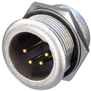 Neutrik Panel Mount XLR Connector, Male, 50 V, 4 Way, Gold over Nickel Plating
