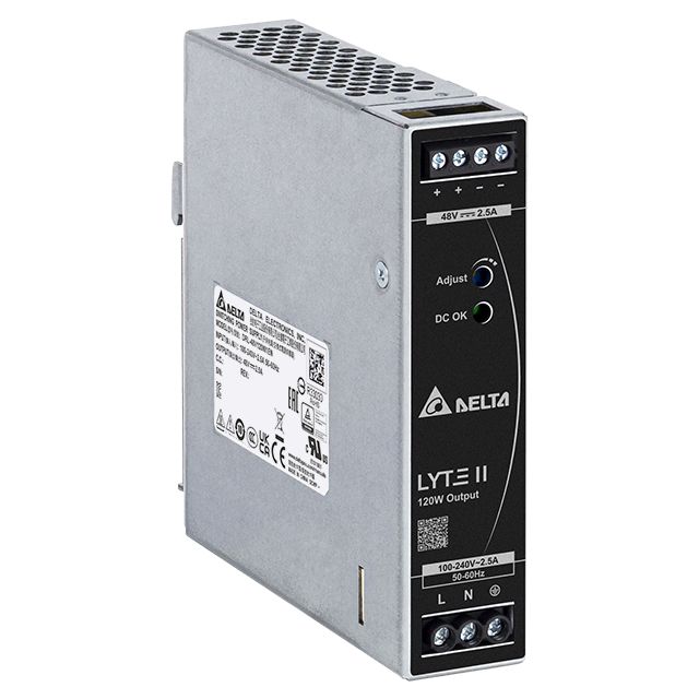 Delta Electronics DRL Switched Mode DIN Rail Power Supply, 90 → 264V ac ac Input, 48V dc dc Output, 2.5A Output,