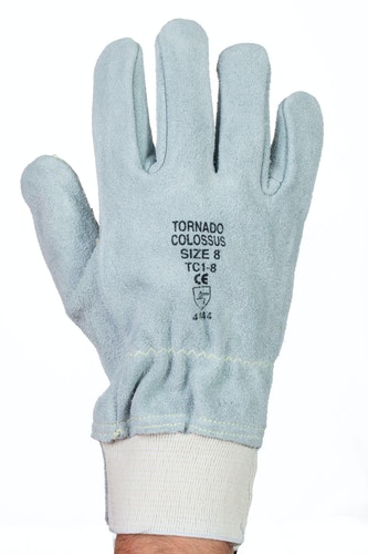 Tornado Colossus Grey Leather Work Gloves, Size 10, Leather Coating