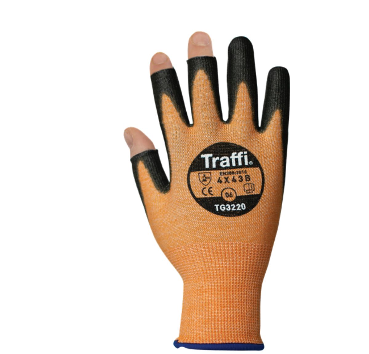 Traffi Amber Glass, Polyamide, Polyethylene HPPE, Polyamide Cut Resistant Gloves, Size 9, Polyurethane Coating