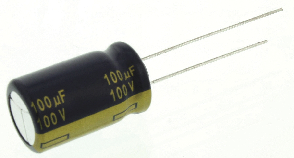 Panasonic 100μF Aluminium Electrolytic Capacitor 100V dc, Radial, Through Hole - EEUFC2A101