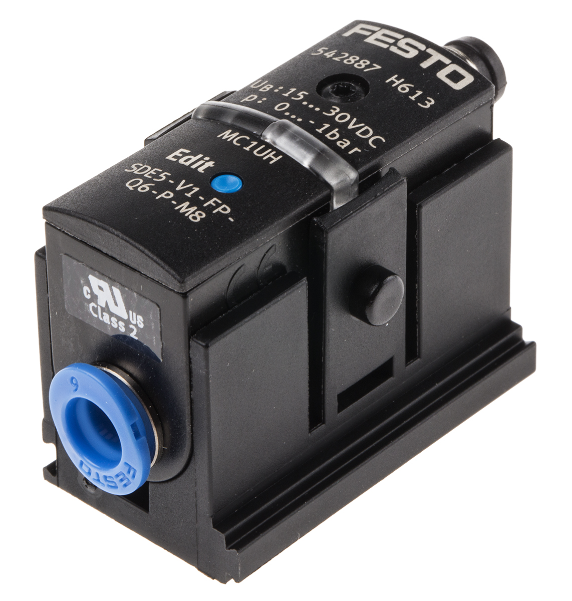 Festo Pressure Sensor, 15 to 30V dc, IP40 0bar