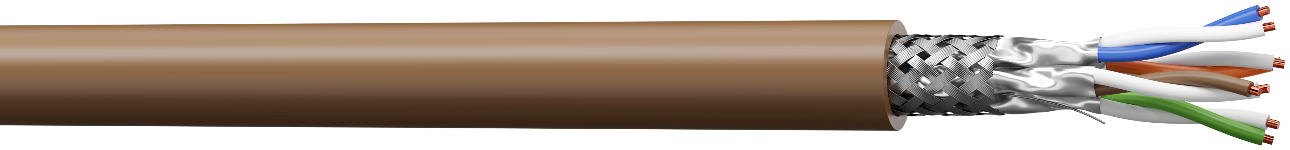 AXINDUS, 100m Cat7a, Brown, S/FTP Shielded, Unterminated