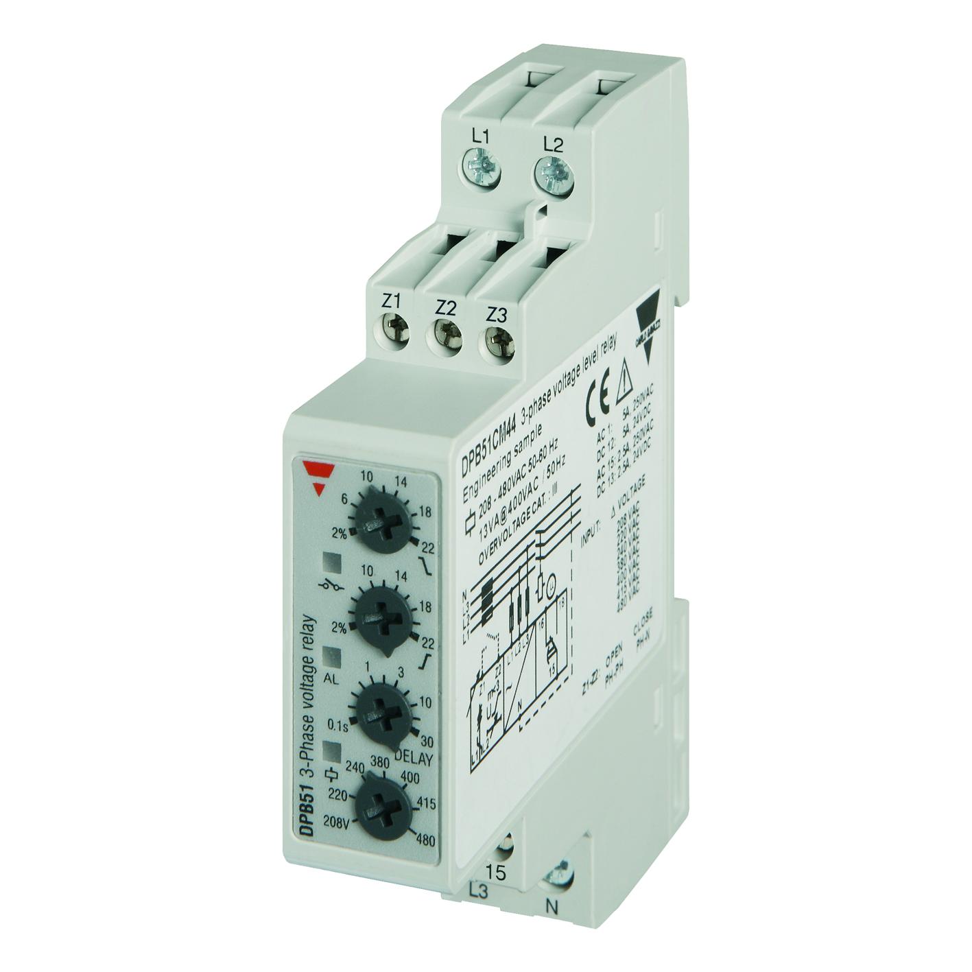 Carlo Gavazzi Phase, Voltage Monitoring Relay, 3, 3+N Phase, SPDT, 177 → 550V ac, DIN Rail