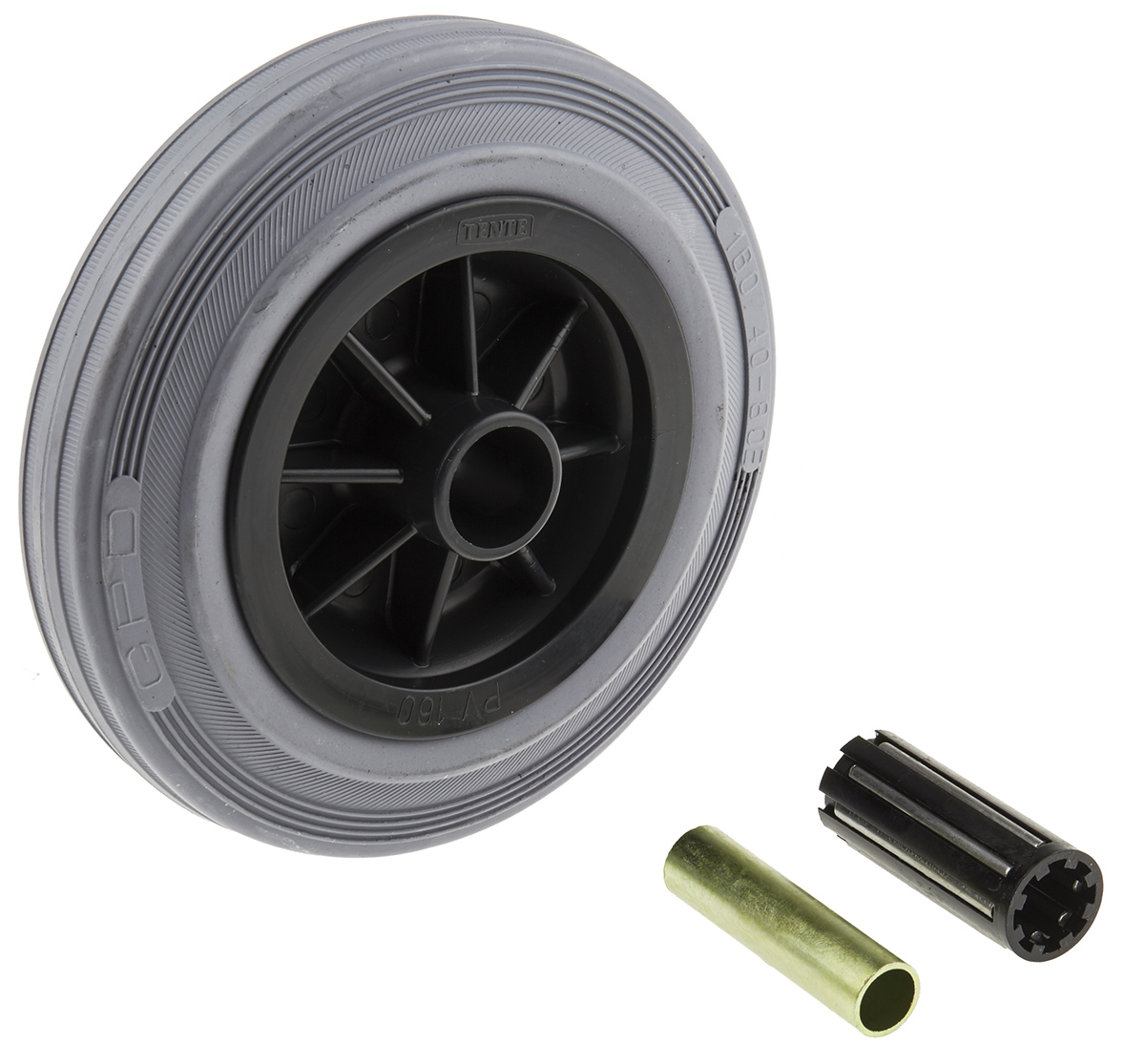 Tente Grey Rubber Corrosion Resistant Trolley Wheel, 270kg