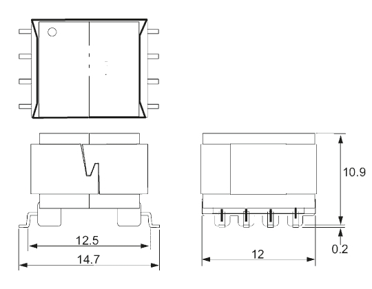 OEP Surface Mount Pulse Transformer 1:1:1 Turns Ratio, 3mH Prim. Inductance, 0.65Ω Prim. Resistance