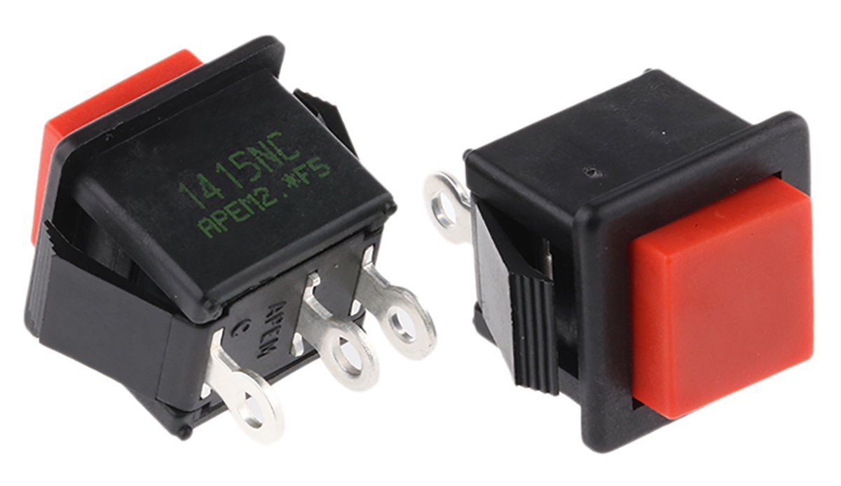 APEM 1400N Series Push Button Switch, Momentary, Panel Mount, SPDT, 250V ac