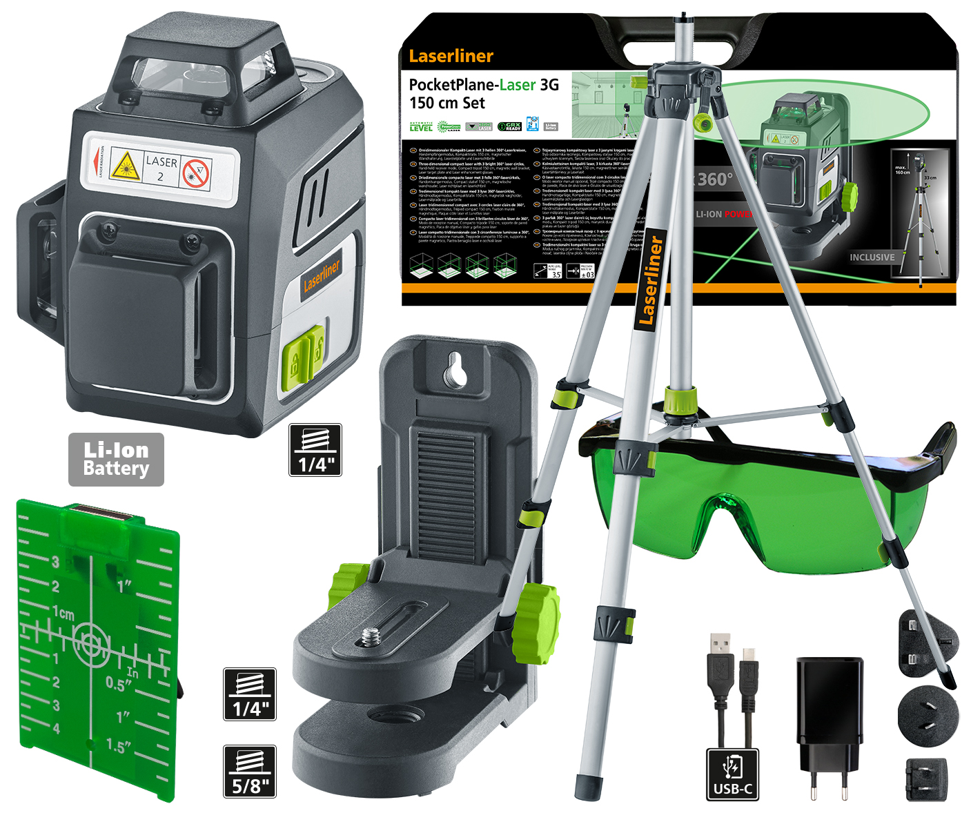 Laserliner 036.703A 515nm Laser Colour Green 3 Line Laser Level