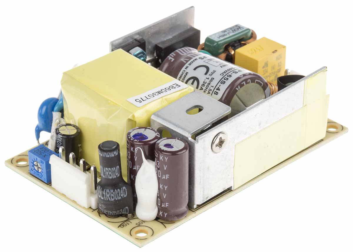 MEAN WELL Switching Power Supply, EPS-65S-48, 48V dc, 1.36A, 65W, 1 Output, 127 → 370 V dc, 90 → 264 V ac