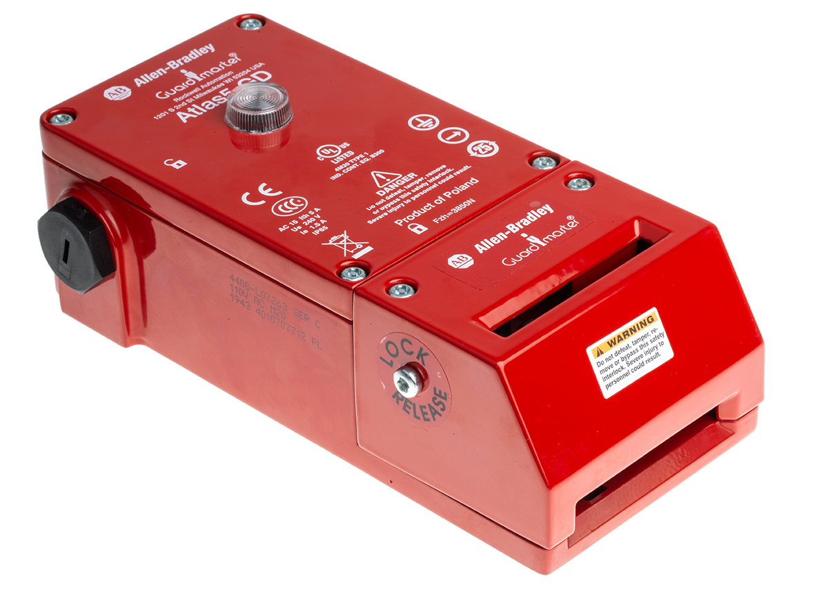 Allen Bradley Guardmaster 440G-L Series Solenoid Interlock Switch, Power to Unlock, 110V ac/dc, Actuator Included