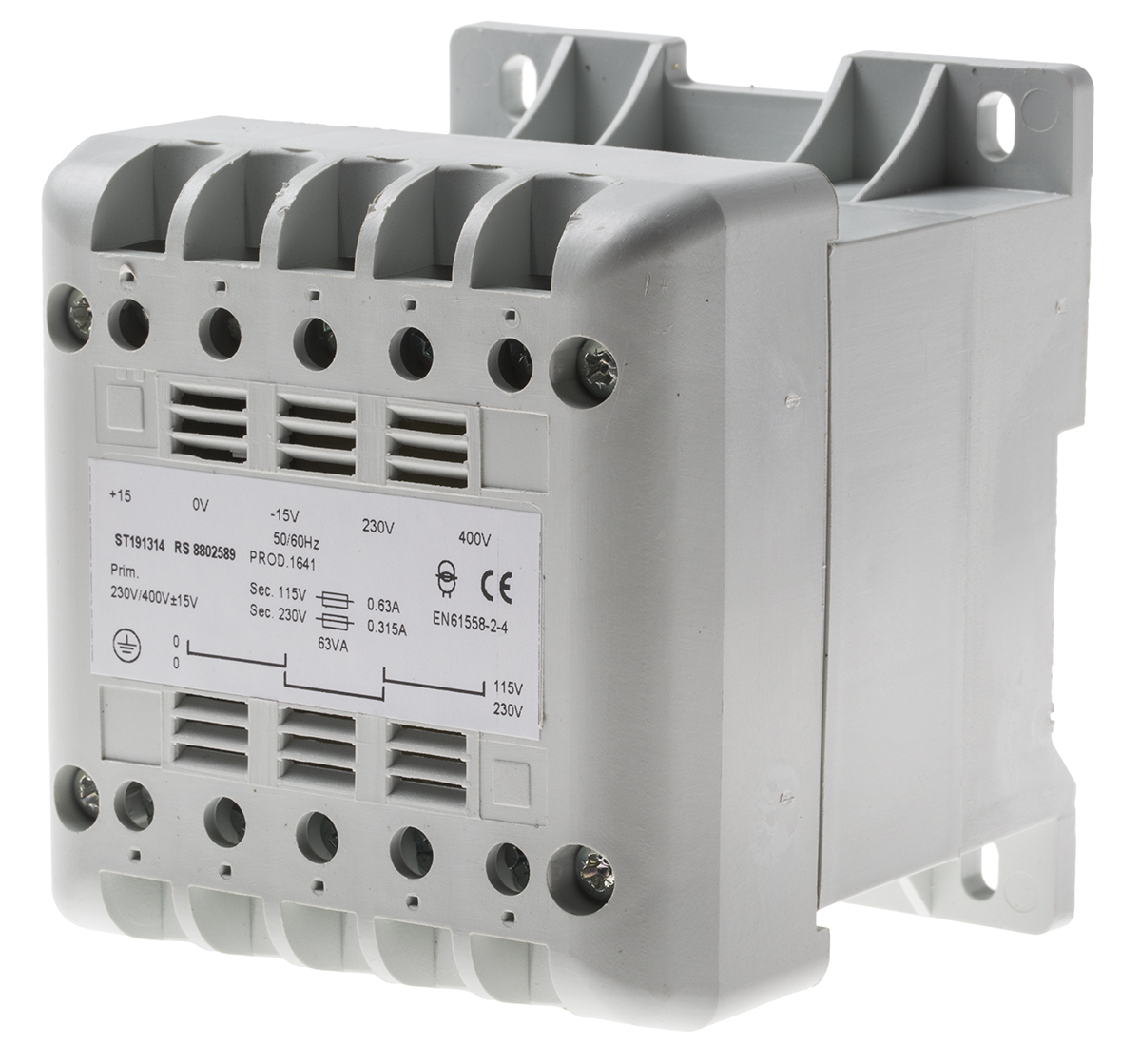 RS PRO 63VA DIN Rail Transformer, 400V ac Primary, 115V ac Secondary
