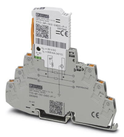 Phoenix Contact, TTC-6P-1X2-24DC-PT-I Surge Protector 30 V dc Maximum Voltage Rating 10kA Maximum Surge Current Surge