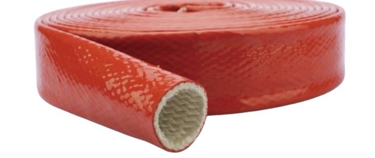 RS PRO Braided Silicone Coated Fibreglass Red Fire Sleeve, 51mm Diameter, 5m Length