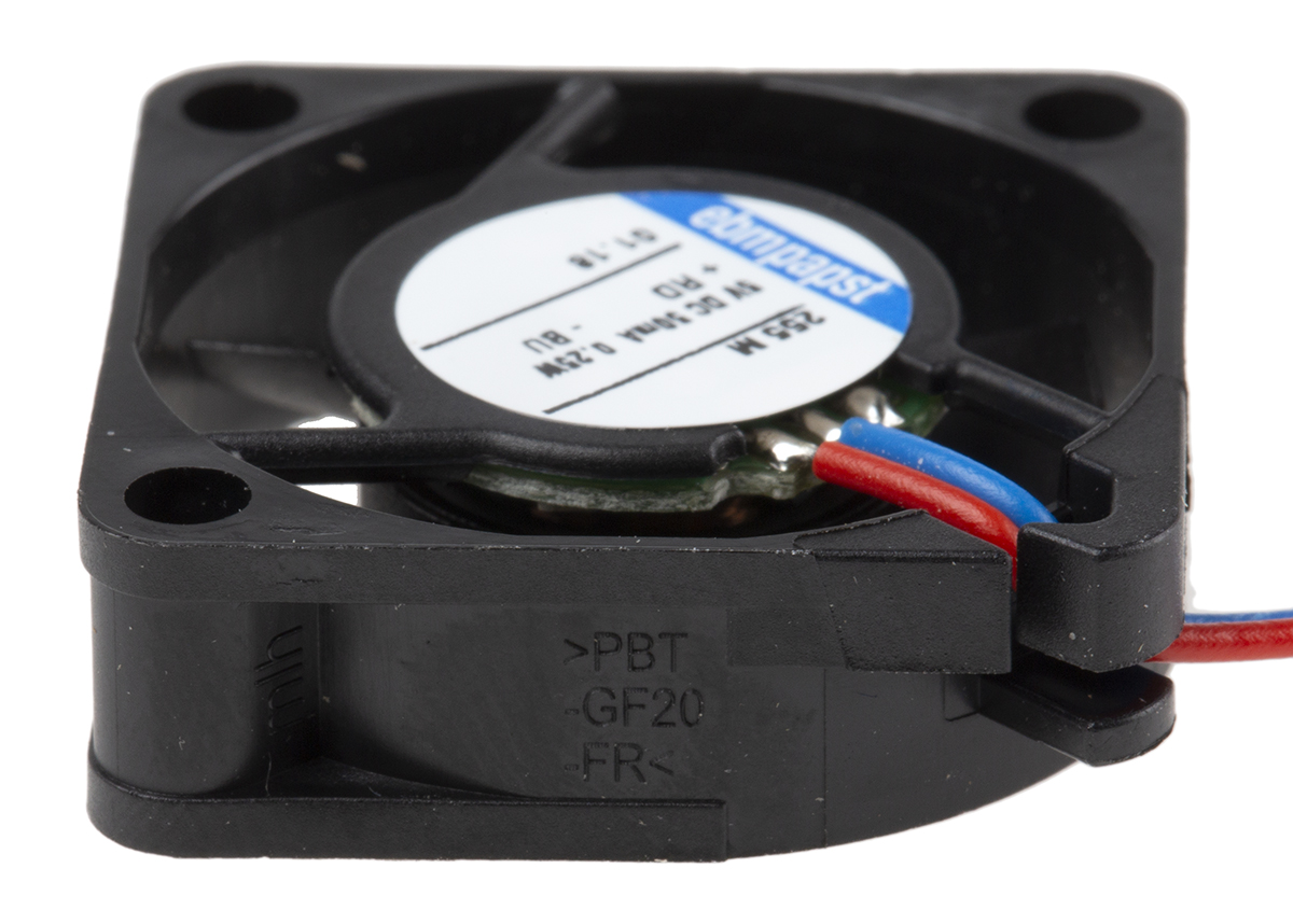 ebm-papst 250 Series Axial Fan, 5 V dc, DC Operation, 2.3m³/h, 200mW, 25 x 25 x 8mm