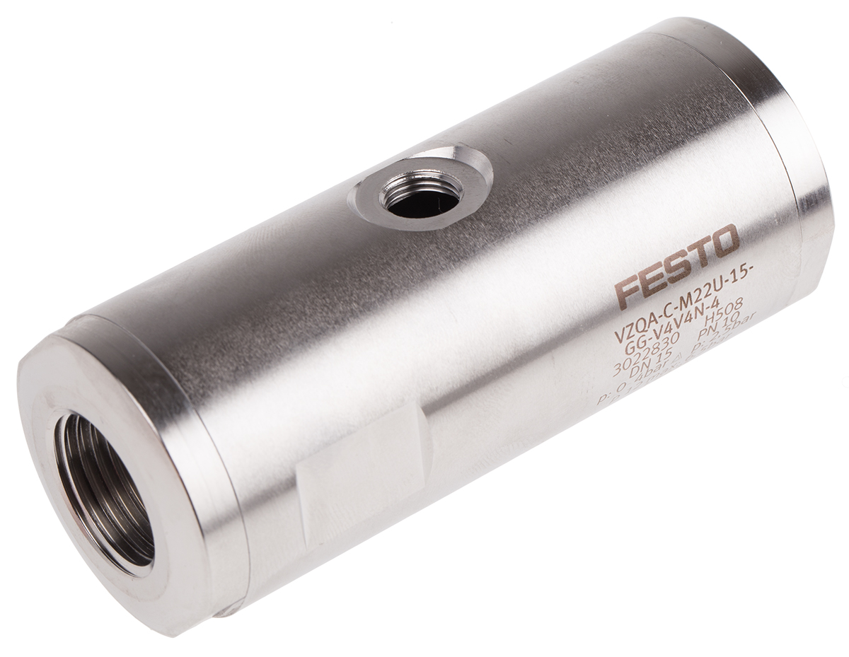 Festo VZQA Series Threaded Pinch Valve, G 1/2 Inlet Port, 15mm Tube Inlet Port x G 1/2 Male Outlet Port, 3022830