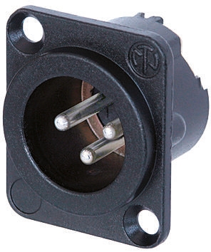 Neutrik Chassis Mount XLR Connector, Male, 50 V, 3 Way, Silver over Nickel Plating