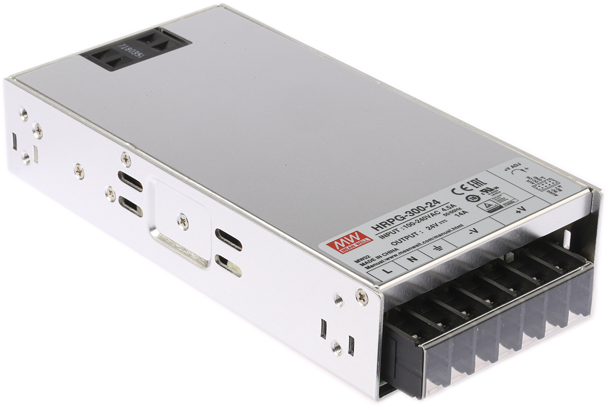 MEAN WELL Switching Power Supply, HRPG-300-24, 24V dc, 14A, 336W, 1 Output, 120 → 370 V dc, 85 → 264 V ac