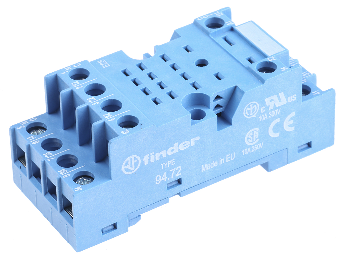 Finder 94 8 Pin 250V ac Screw Fitting Relay Socket, for use with 55.32