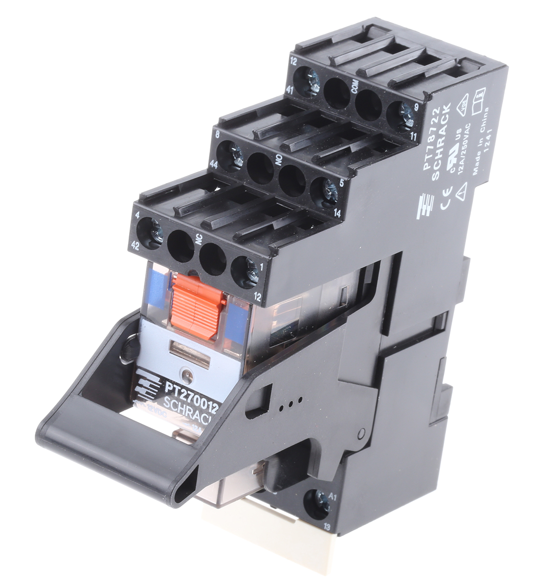 TE Connectivity DIN Rail Power Relay, 12V dc Coil, 12A Switching Current, DPDT
