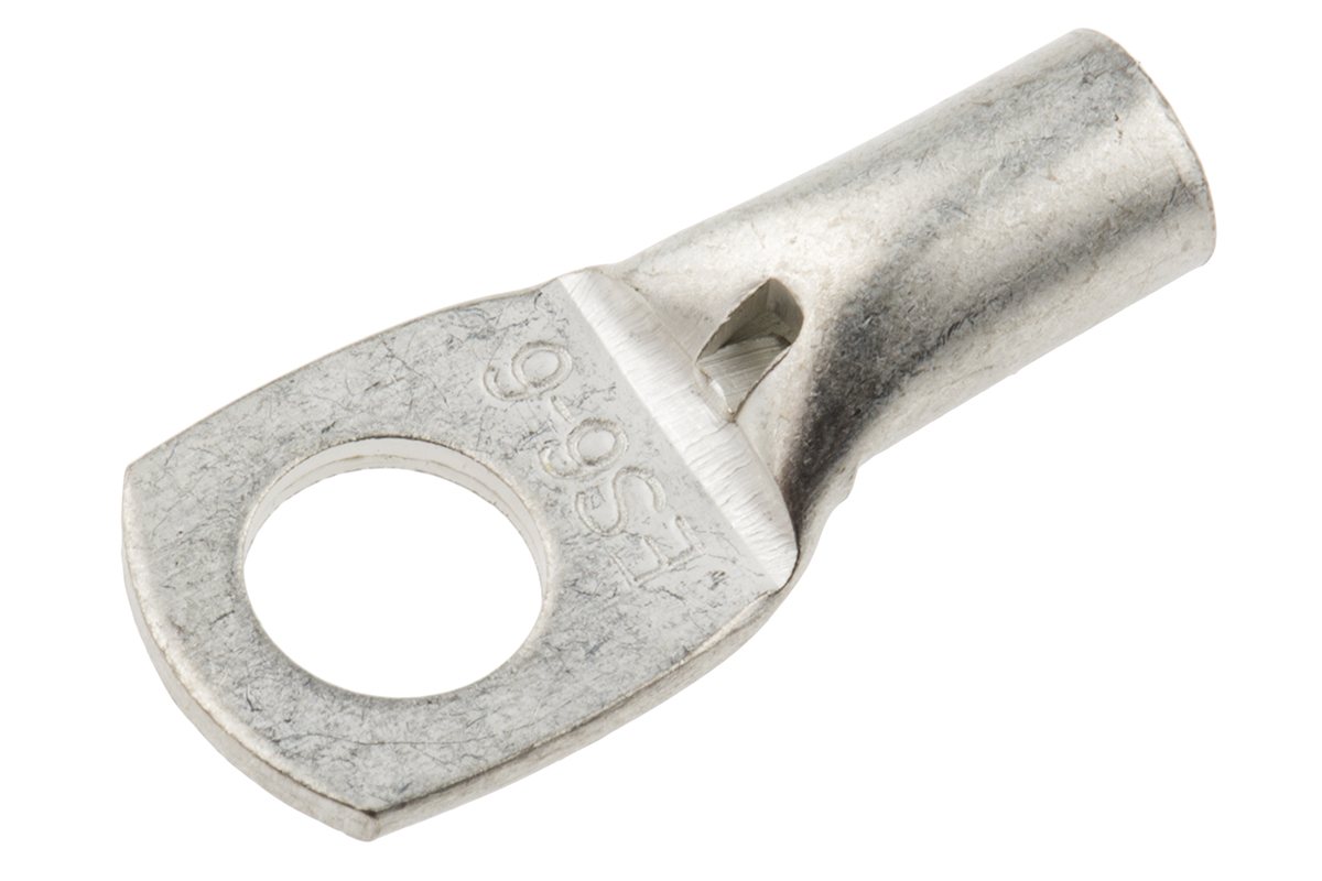RS PRO Uninsulated Ring Terminal, 6mm Stud Size, 4mm² to 6mm² Wire Size, Natural