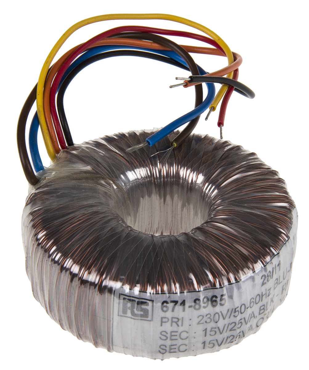RS PRO 230V ac, 2 x 15V ac Toroidal Transformer, 50VA 2 Output