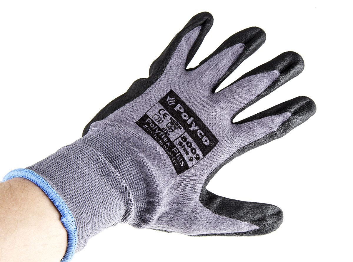 Polyco Healthline Black, Blue, Brown, Pink, Red, White, Yellow Latex, Leather, Nylon, Sheepskin Work Gloves, Size 9