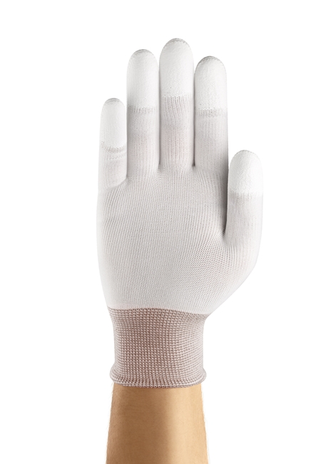 Ansell 48-105 White Nylon Nylon Glove, Size 9, Polyurethane Coating