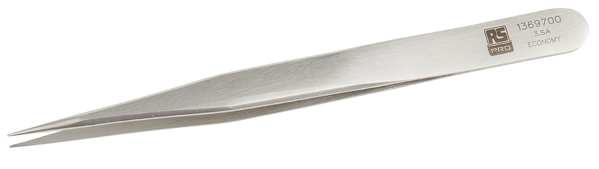 RS PRO 120 mm, Stainless Steel, Tweezers