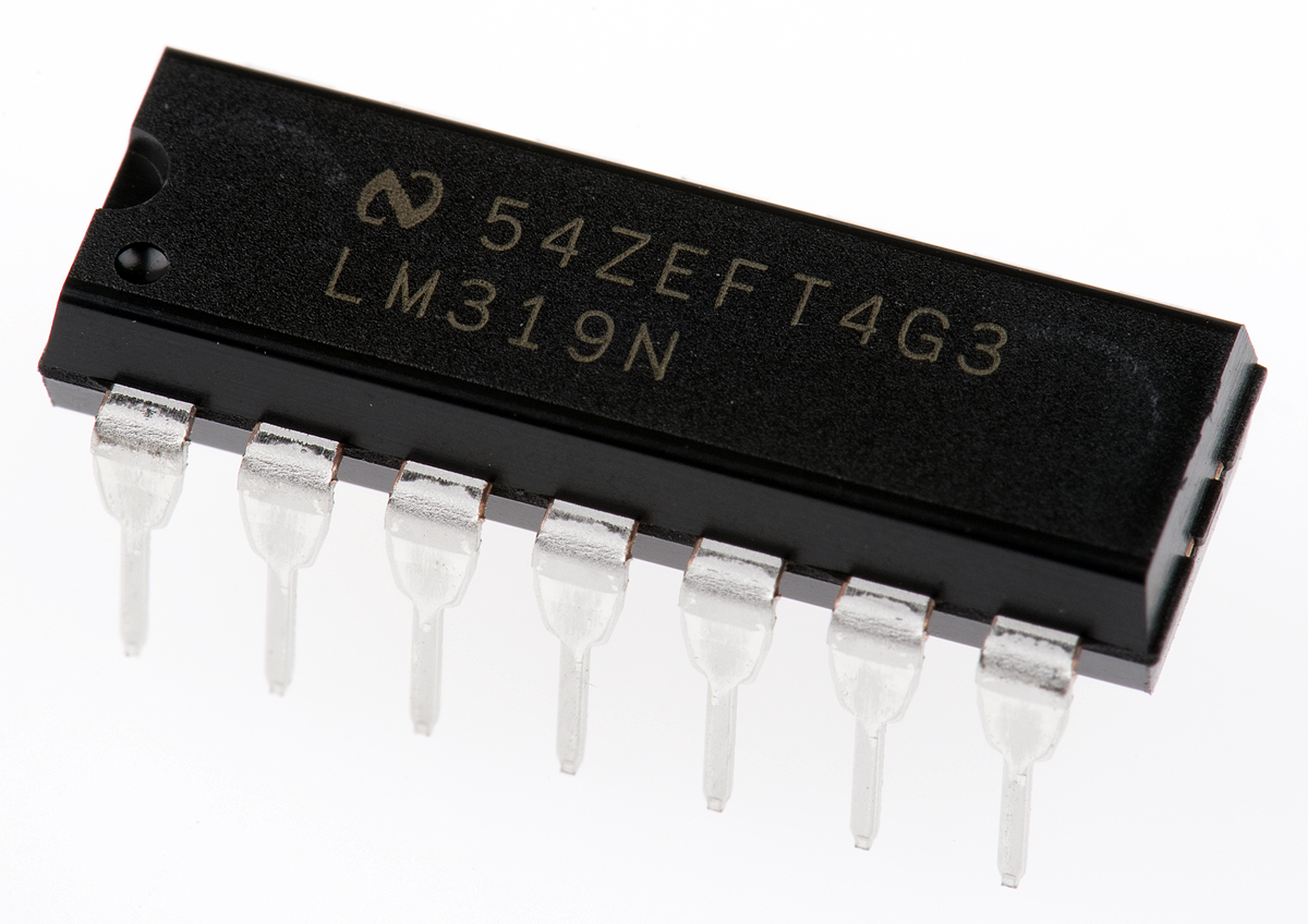 LM319N/NOPB Texas Instruments, Dual Comparator, Open Collector O/P, 0.08μs 9 → 28 V 14-Pin MDIP