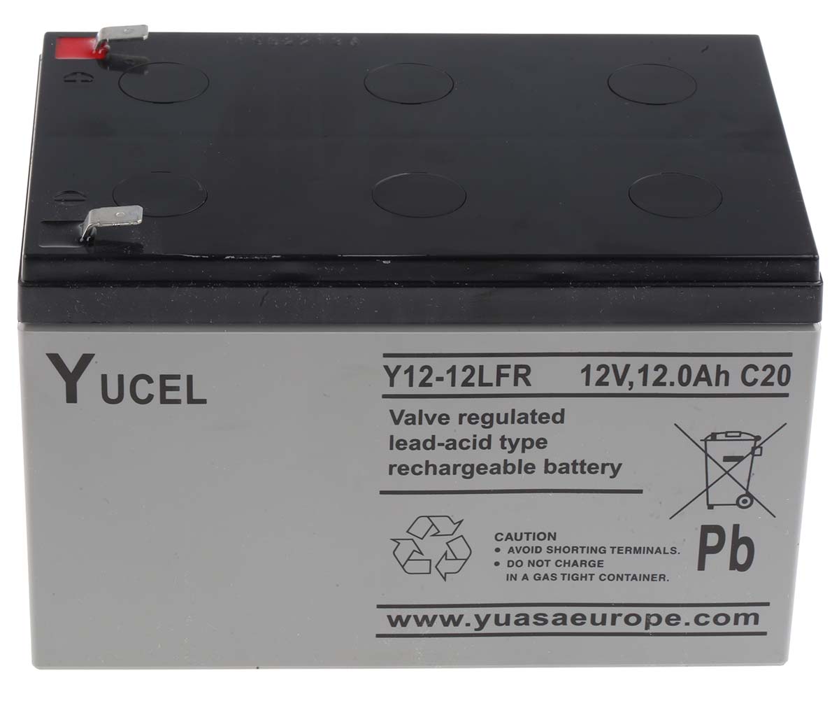 Yuasa 12V Faston 6.35mm Sealed Lead Acid Battery, 12Ah