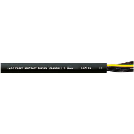 Lapp ÖLFLEX CLASSIC 110 Control Cable, 5 Cores, 0.75 mm² CSA 18 AWG, Unscreened, 50 m, Black Polyvinyl Chloride Sheath