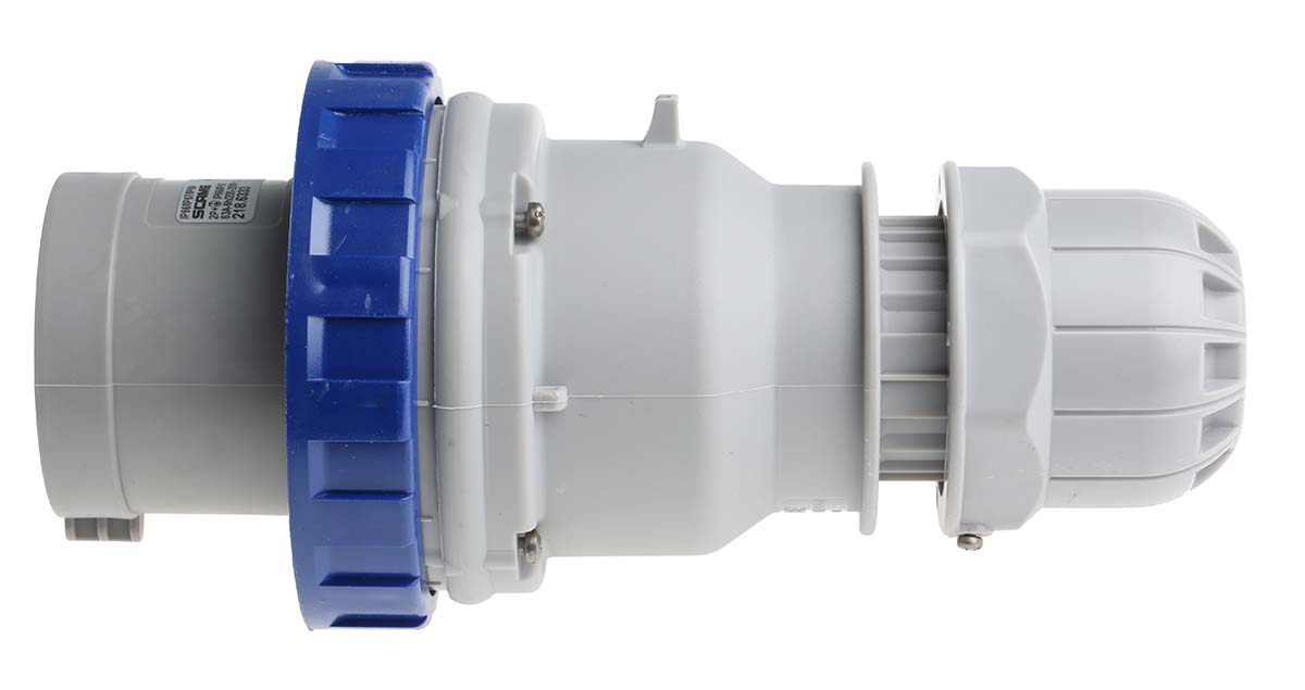 Scame IP67 Blue Cable Mount 2P + E Industrial Power Plug, Rated At 63A, 230 V