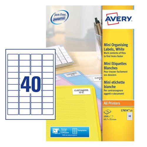 Avery White Adhesive High Visibility Label Sheet, Pack of 25Sheets
